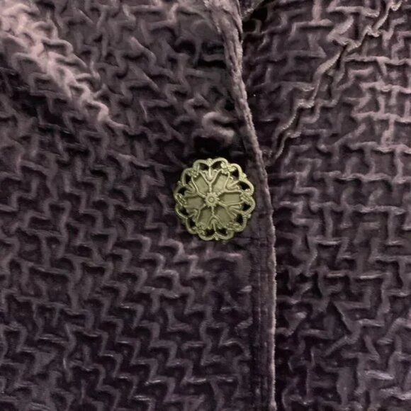 CHICO'S Mesmerise Jigsaw Purple Single Button‎ Velvet Jacket - Picture 2 of 6